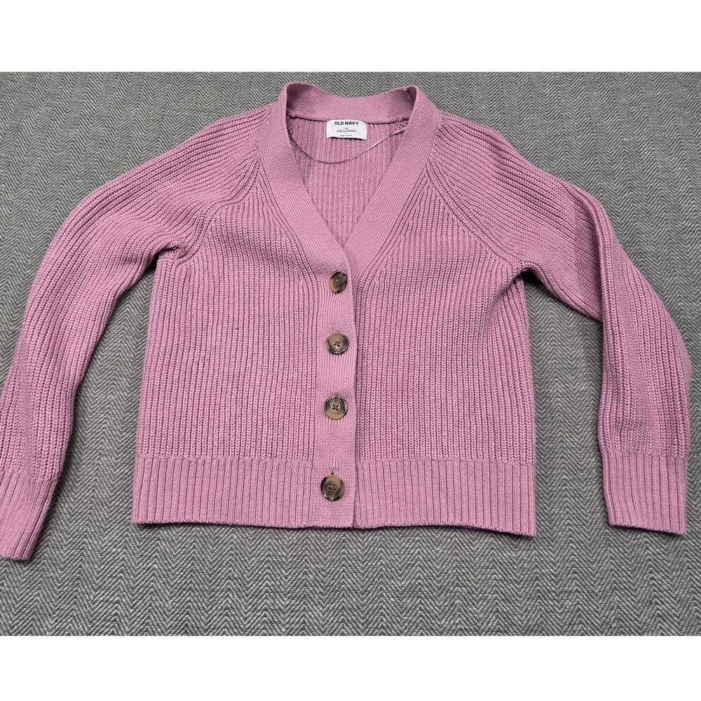 Old Navy Womens XS Mauve Pink Ribbed Shaker Knit V-Neck Button Front Cardigan